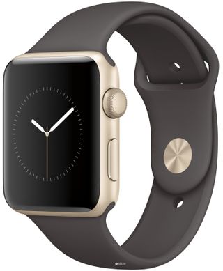 Apple Watch Series 2 42mm Gold Aluminum Case with Cocoa Sport Band (MNPN2)