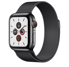 Apple Watch Series 5 GPS + Cellular 44mm Space Black Stainless Steel Case with Space Black Milanese Loop (MWW82)