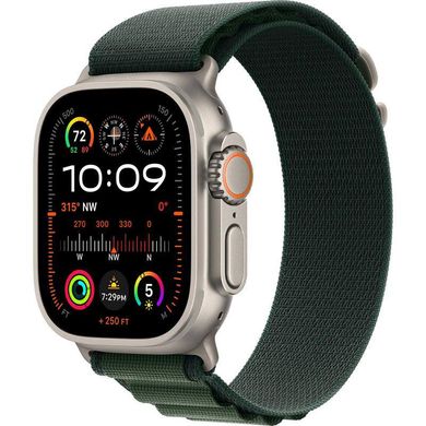 Apple Watch Ultra 2 49mm Natural Titanium Case with Dark Green Alpine Loop (Large) 2024