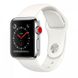 Apple Watch Series 3 38mm GPS+LTE Stainless Steel Case with Soft White Sport Band (MQJV2), Silver, Новый