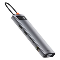 Адаптер Baseus "Metal Gleam 11 in 1" USB-C To 3xUSB3.0+2x4K HD+Type-C+TF+SD+Type-C PD+VGA+3.5mm+RJ45