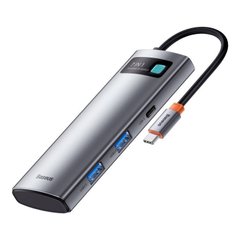 Адаптер Baseus "Metal Gleam 7 in 1" USB-C To 2xUSB + 4KHD + USB-C + USB-C PD + SD + TF (Grey)