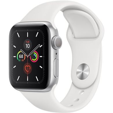 Apple Watch Series 5 GPS 44mm Silver Aluminium Case with White Sport Band (MWVD2)