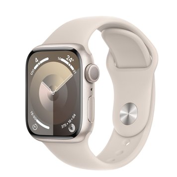 Apple Watch Series 9 GPS 45mm Starlight Aluminum Case w. Starlight Sport Band - S/M (MR963)