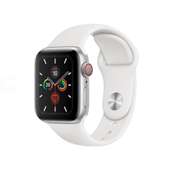 Apple Watch Series 5 GPS + Cellular 40mm Silver Aluminium Case with White Sport Band (MWWN2)