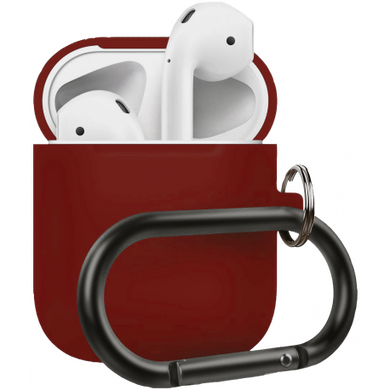 Чехол Silicone Case Slim with Carbine for AirPods 2 (Bordo)