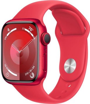 Apple Watch Series 9 GPS 45mm PRODUCT RED Alu. Case w. PRODUCT RED Sport Band - S/M (MRXJ3)