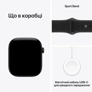 Смарт-годинник Apple Watch Series 12 GPS 42mm Black Aluminum Case with Black Sport Band S/M (MJEA4)