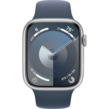 Apple Watch Series 9 GPS 45mm Silver Alu. Case w. Storm Blue S. Band - M/L (MR9E3)