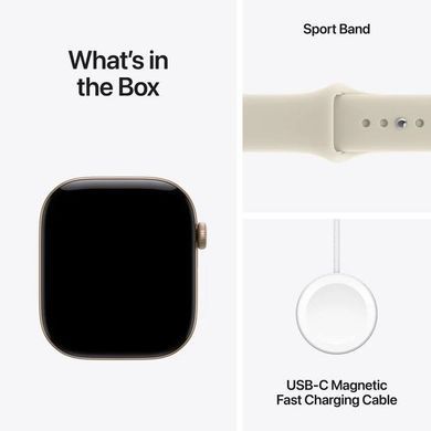 Смарт-годинник Apple Watch Series 12 GPS 46mm Light Gold Aluminum Case with Sand Sport Band M/L (MJEP4)