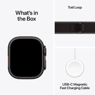Apple Watch Ultra 3 GPS + LTE, 49mm Black Titanium Case with Black/Charcoal Trail Loop - M/L (MF1H4)