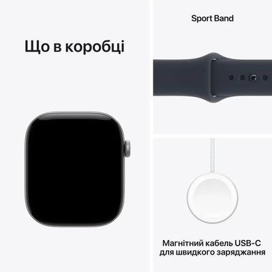 Смарт-годинник Apple Watch Series 12 GPS 46mm Space Gray Aluminum Case with Navy Blue Sport Band M/L (MJEJ4)