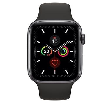 Apple Watch Series 5 GPS 44mm Space Gray Aluminum Case with Black Sport Band (MWVF2)