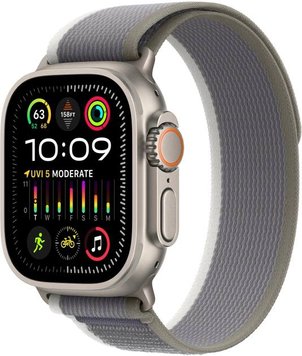 Apple Watch Ultra 2 49mm Titanium Case with Green/Gray Trail Loop (M/L) (MRF43)