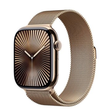 Apple Watch Series 10 GPS + LTE, 42mm Gold Titanium Case with Gold Milanese Loop