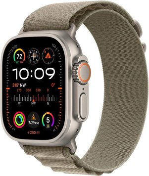 Apple Watch Ultra 2 49mm Titanium Case with Olive Alpine Loop (Large) (MRF03)