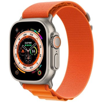 Apple Watch Ultra 49mm Titanium Case with Orange Alpine Loop Large (MQFM3)