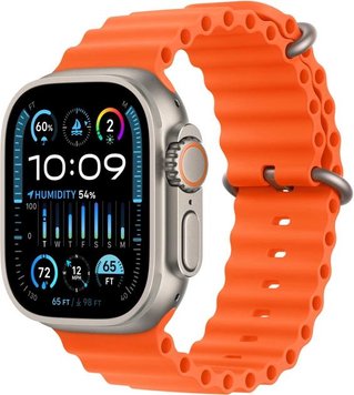 Apple Watch Ultra 2 GPS + Cellular 49mm Titanium Case with Orange Ocean Band (MREH3)