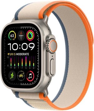 Apple Watch Ultra 2 49mm Titanium Case with Orange/Beige Trail Loop (M/L) (MRF23)