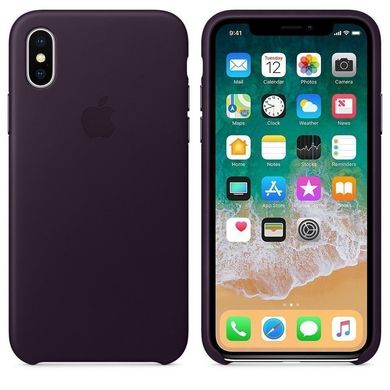Чехол iPhone X Leather Case (Dark Aubergine)