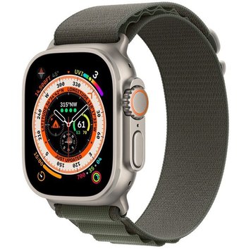 Apple Watch Ultra 49mm Titanium Case with Green Alpine Loop Large (MQFP3)