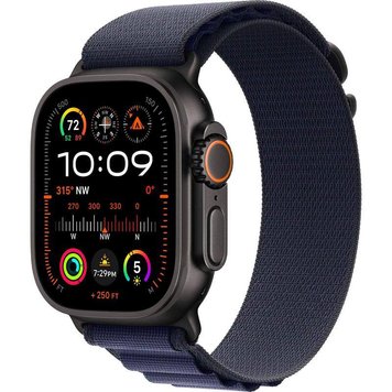 Apple Watch Ultra 2 49mm Black Titanium Case with Navy Alpine Loop (Small) 2024