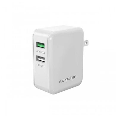 RAVPower USB Qualcomm Quick Charge 3.0 (4X Faster) 30W Dual USB Plug Wall Charger White (RP-PC006WH)