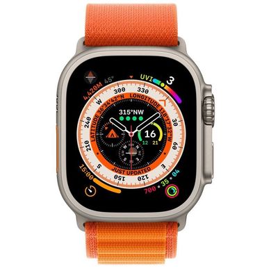 Apple Watch Ultra 49mm Titanium Case with Orange Alpine Loop Medium (MQFL3)