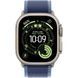 Apple Watch Ultra 3 GPS + LTE, 49mm Natural Titanium Case with Blue/Bright Blue Trail Loop - M/L (MEWU4)