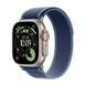 Apple Watch Ultra 3 GPS + LTE, 49mm Natural Titanium Case with Blue/Bright Blue Trail Loop - M/L (MEWU4)