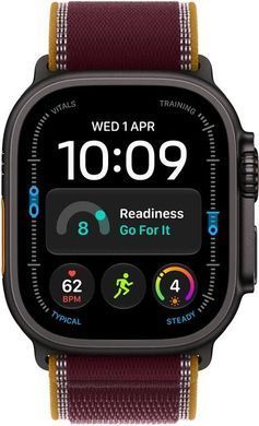 Смарт-годинник Apple Watch Ultra 4 Black Titanium Case with Burgundy Trail Loop - S/M (MJC34)
