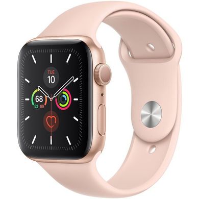 Apple Watch Series 5 GPS 44mm Gold Aluminium Case with Pink Sand Sport Band (MWVE2)