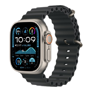 Apple Watch Ultra 2 49mm Natural Titanium Case with Black Ocean Band (MYT03) 2024