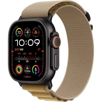 Apple Watch Ultra 2 49mm Black Titanium Case with Tan Alpine Loop (Small) 2024