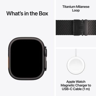 Смарт-годинник Apple Watch Ultra 4 Black Titanium Case with Black Titanium Milanese Loop - Medium (MJAV4)