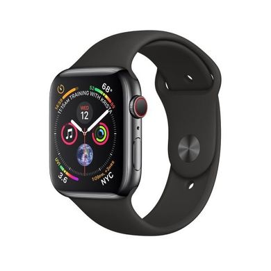 Apple Watch GPS + CELLULAR 44 mm Space Black Stainless Steel Case with Black Sport Band (MTX22)